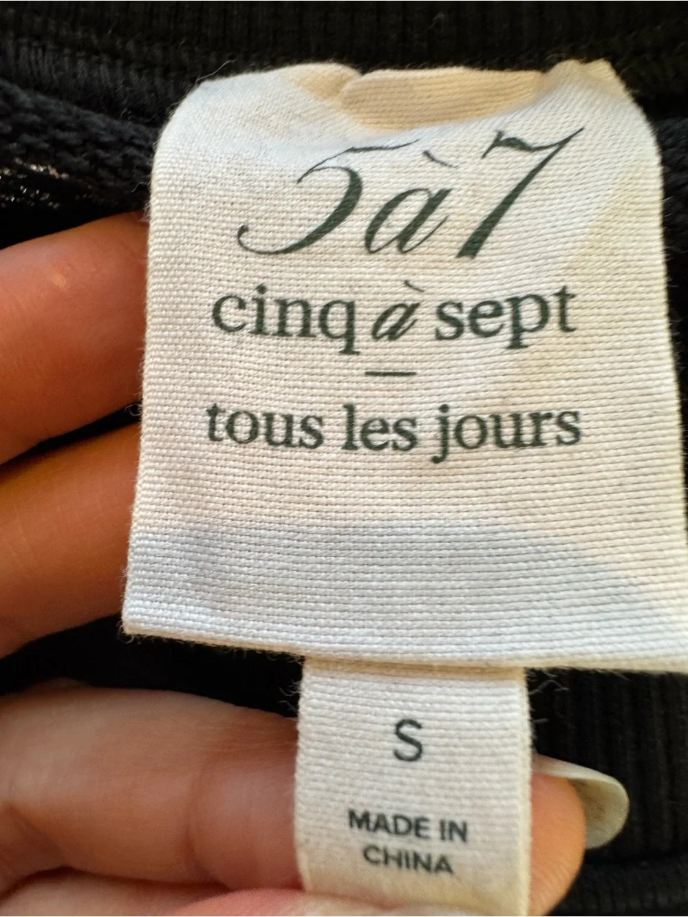 Cinq à Sept Embellished Sweatshirt Mon Amour Brandy Women’s S Black Crew Cotton.